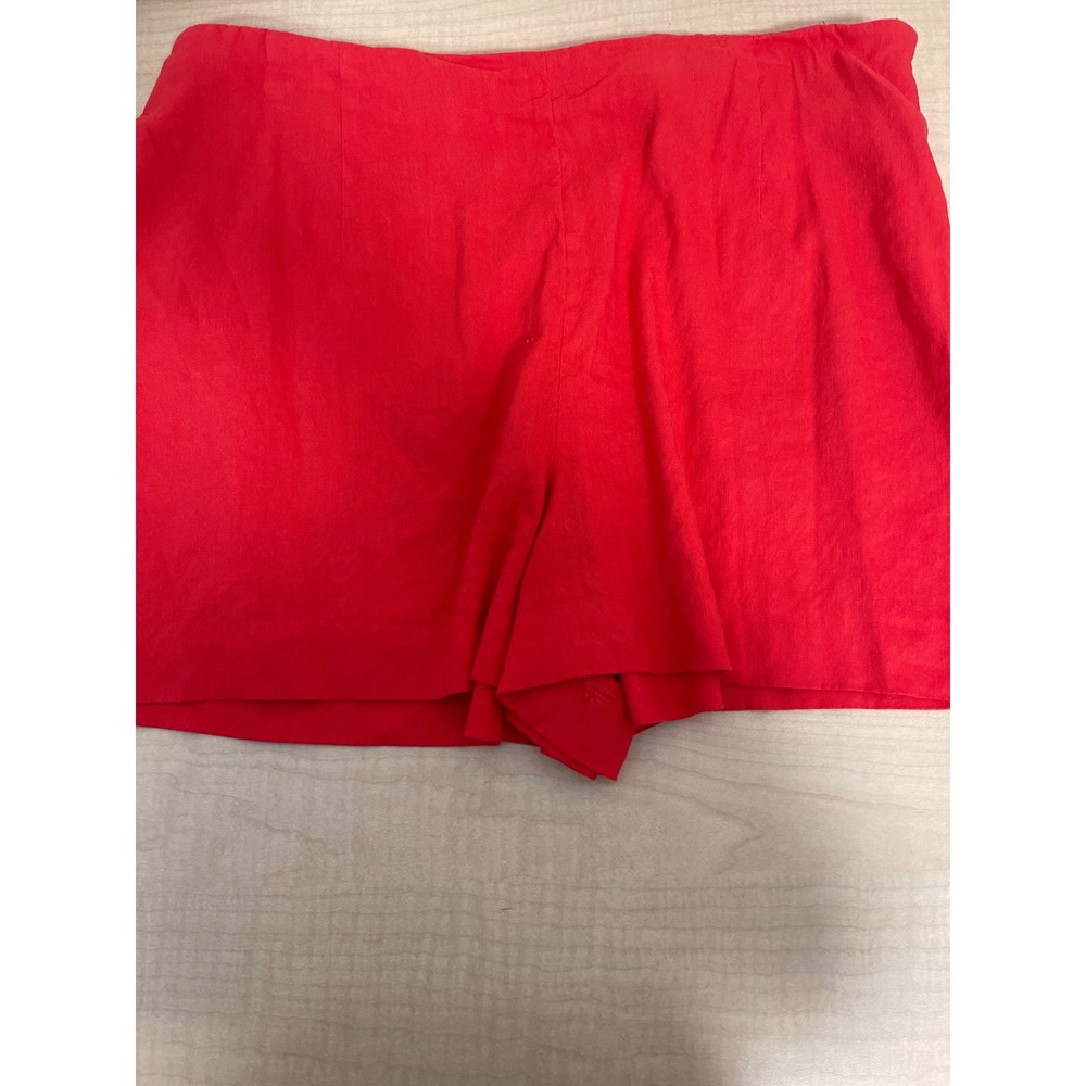 Antonio Melani Red Linen Blend Side Zip Shorts Size 12